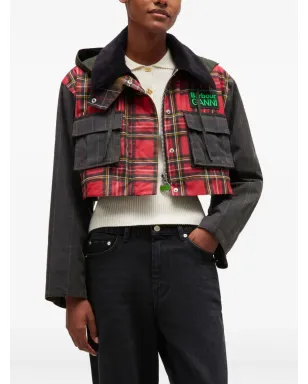 GANNI x Barbour タータン柄ペプラムコート - サムネイル4