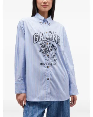 GANNI ストライプ柄グラフィックシャツ - サムネイル3