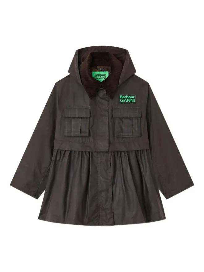 Ganni GANNI x Barbour tartan peplum jacket - Brownの商品画像