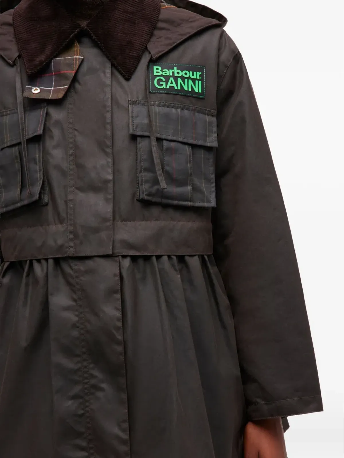 GANNI x Barbour tartan peplum jacket - Brown - 画像5