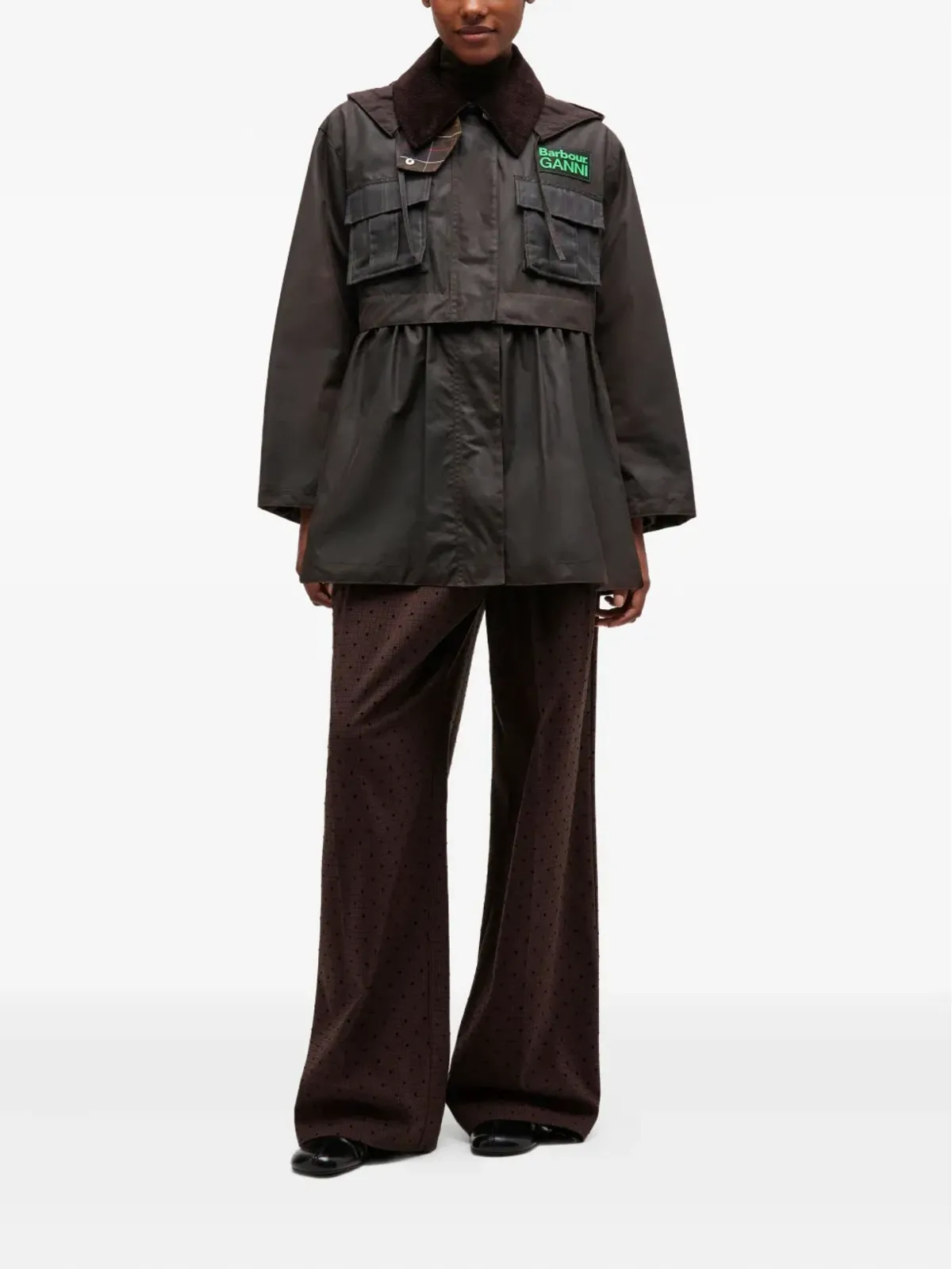 GANNI x Barbour tartan peplum jacket - Brown - 画像2