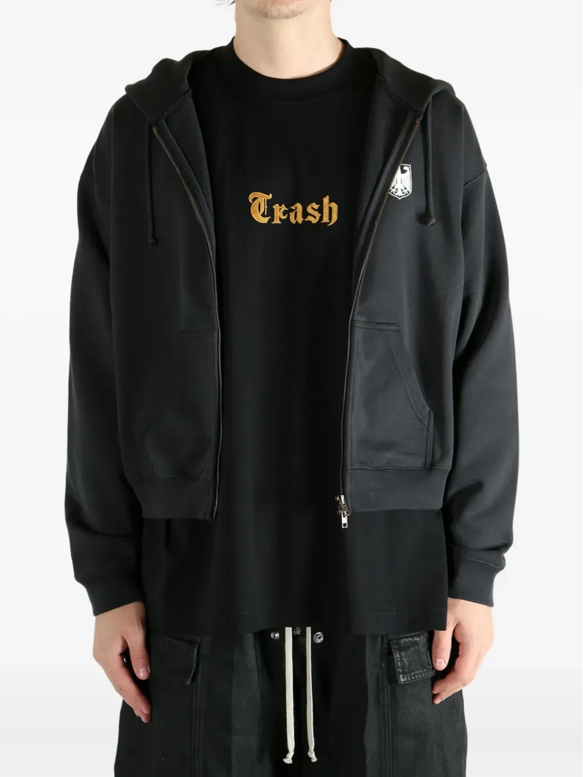 VETEMENTS ロゴ刺繍ジップフーディー - 画像2