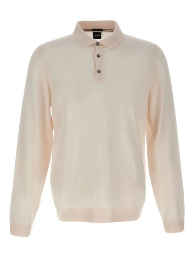 BOSS BOSS 長袖三つボタンポロシャツ 131 WHITEの商品画像