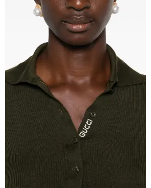 Gucci リブ編みポロトップ - グリーン - サムネイル5