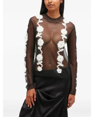 GANNI クロシェフラワー メッシュトップス - サムネイル3