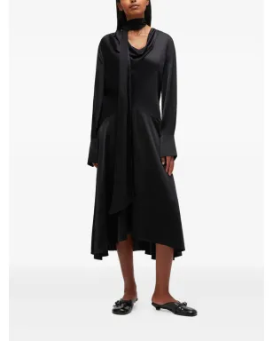 GANNI カウルネック・スカーフ付きミディドレス - ブラック - サムネイル2