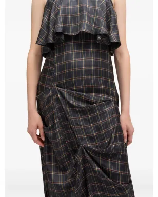GANNI ruffled checked midi dress - Grey - サムネイル4