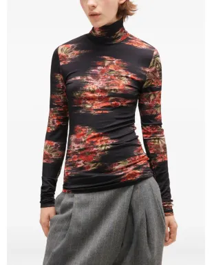 GANNI フローラルプリント タートルネック Tシャツ - ブラック - サムネイル3