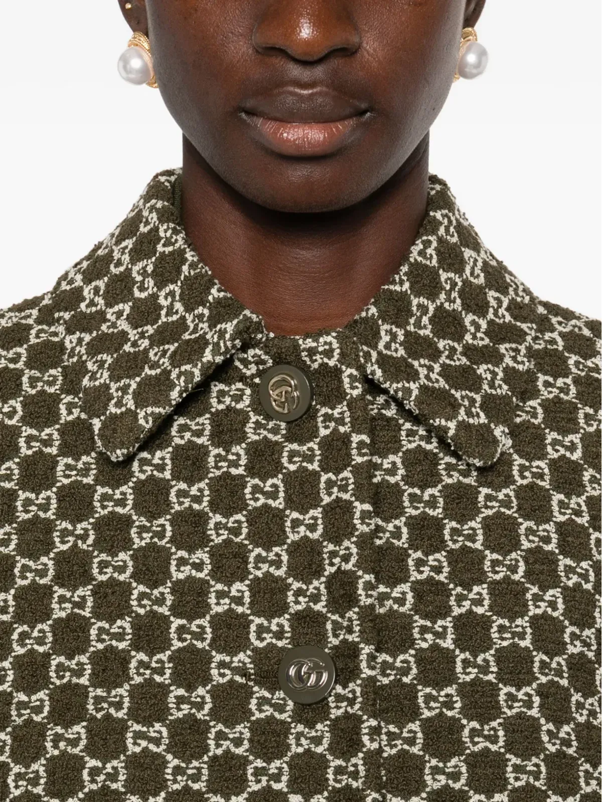 Gucci シングルブレスト襟付きツイードジャケット - 画像5