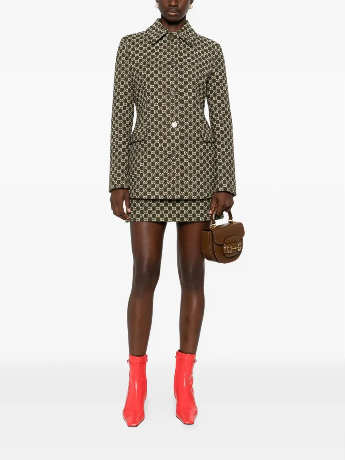 Gucci シングルブレスト襟付きツイードジャケット - 画像2