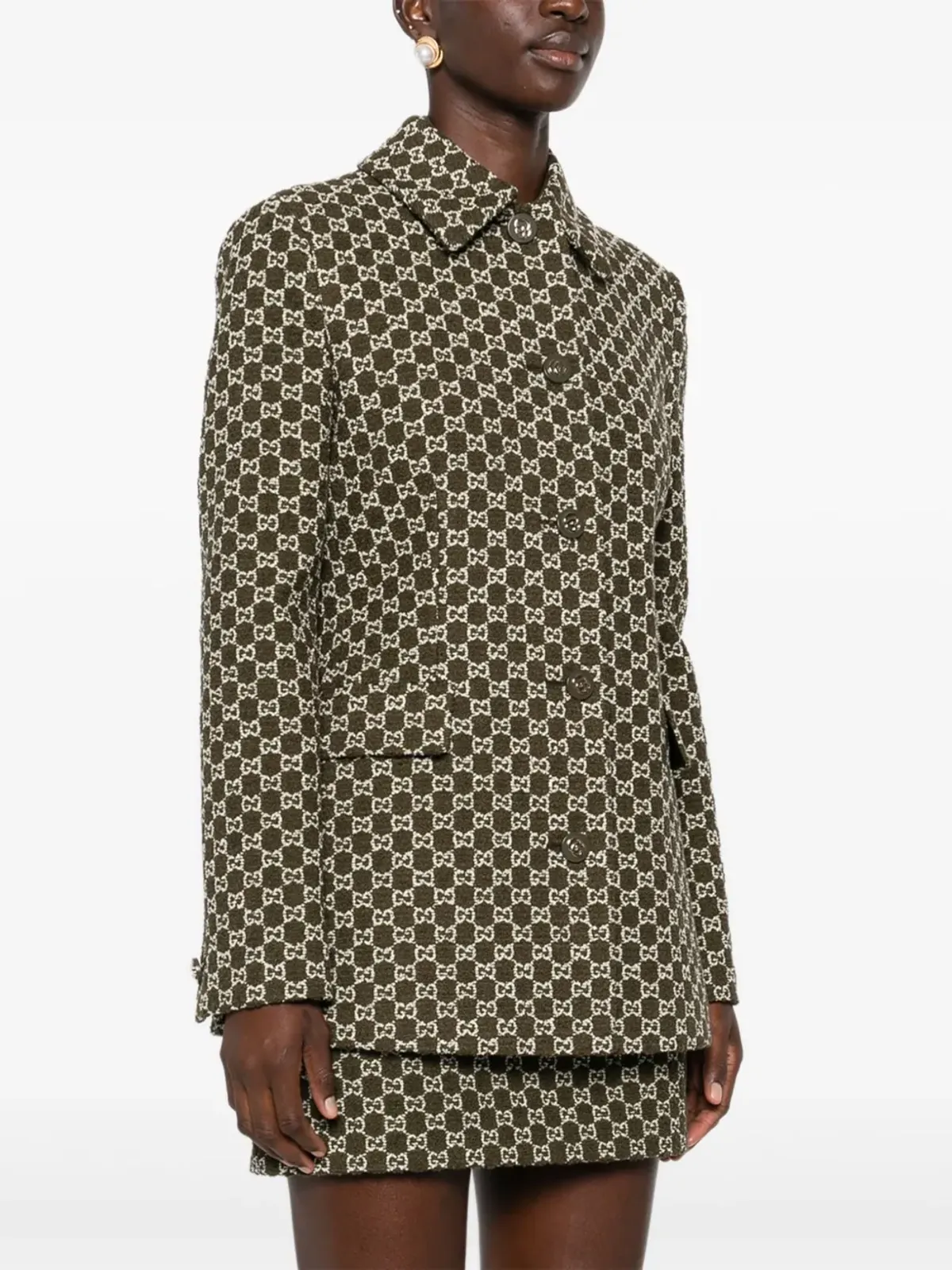 Gucci シングルブレスト襟付きツイードジャケット - 画像3