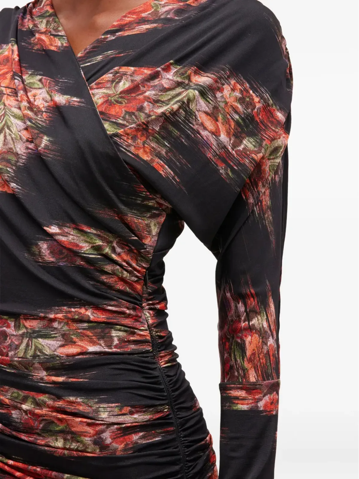 GANNI floral-print ruched midi dress - Black - 画像4