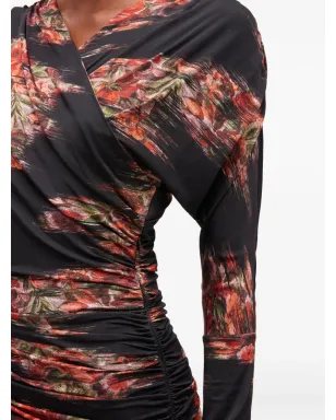 GANNI floral-print ruched midi dress - Black - サムネイル4