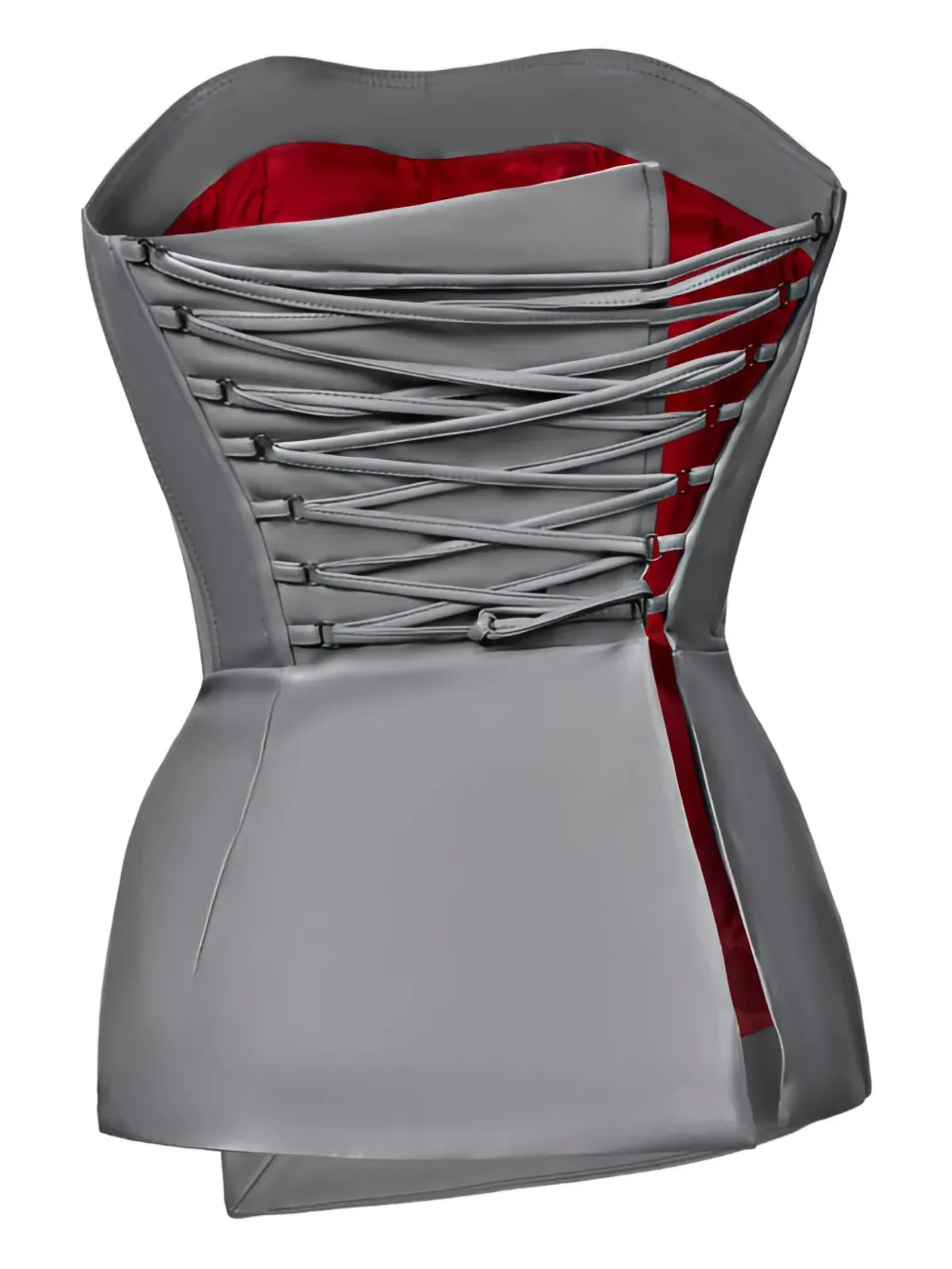 Lika lace-up asymmetrical corset top - Grey - 画像5