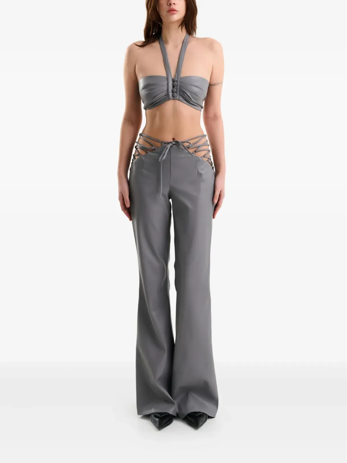 Lika lace-up flared trousers - Grey - 画像2
