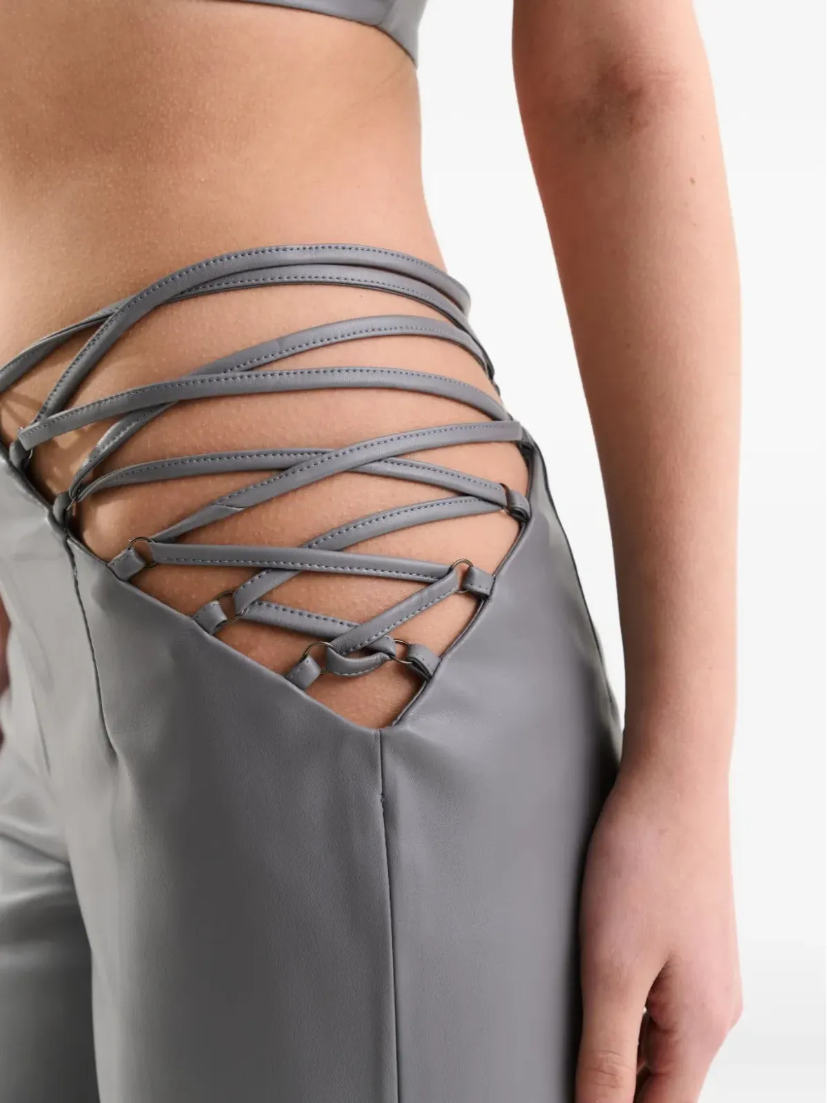 Lika lace-up flared trousers - Grey - 画像3