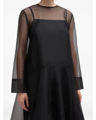 GANNI ケープスリーブオーガンザマキシドレス - サムネイル1