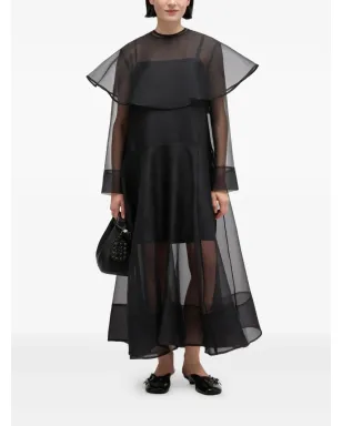 GANNI ケープスリーブオーガンザマキシドレス - サムネイル2