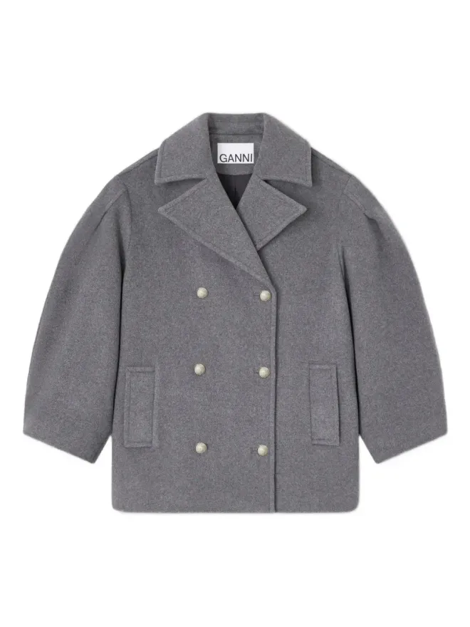 Ganni GANNI 風船袖のダブルブレストコートの商品画像