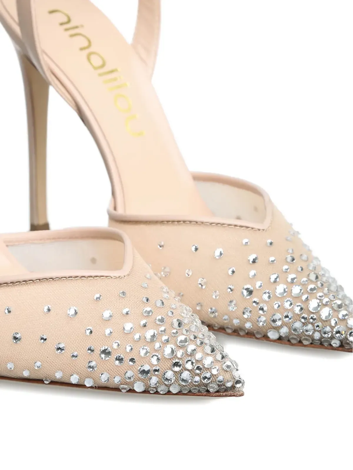 Ninalilou 115mm Avril crystal-embellished ankle-strap pumps - Neutrals - 画像3