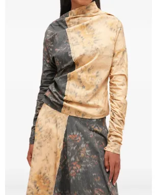 GANNI asymmetric-neck floral-print top - Yellow - サムネイル3