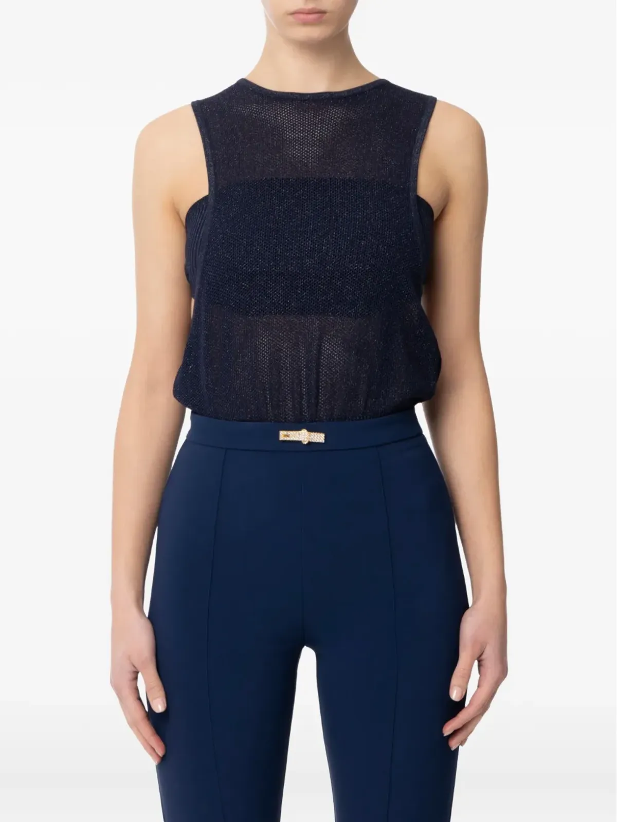 Elisabetta Franchi メッシュニットトップ - Blue - 画像2