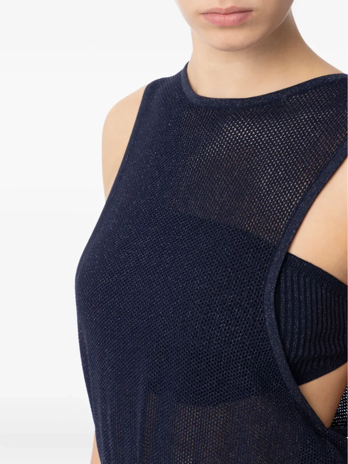 Elisabetta Franchi メッシュニットトップ - Blue - 画像4