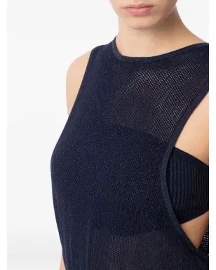 Elisabetta Franchi メッシュニットトップ - Blue - サムネイル4