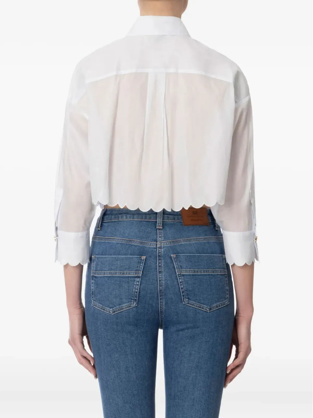 Elisabetta Franchi スカラップトリムコットンシャツ - 画像3