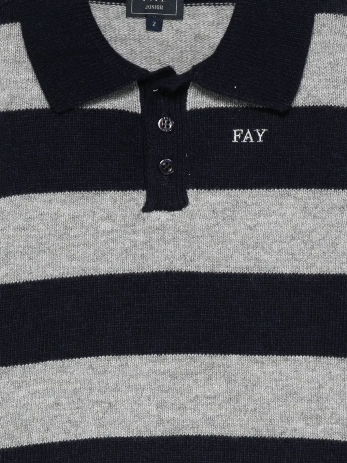 Fay Kids striped polo-neck sweater - Blue - 画像3