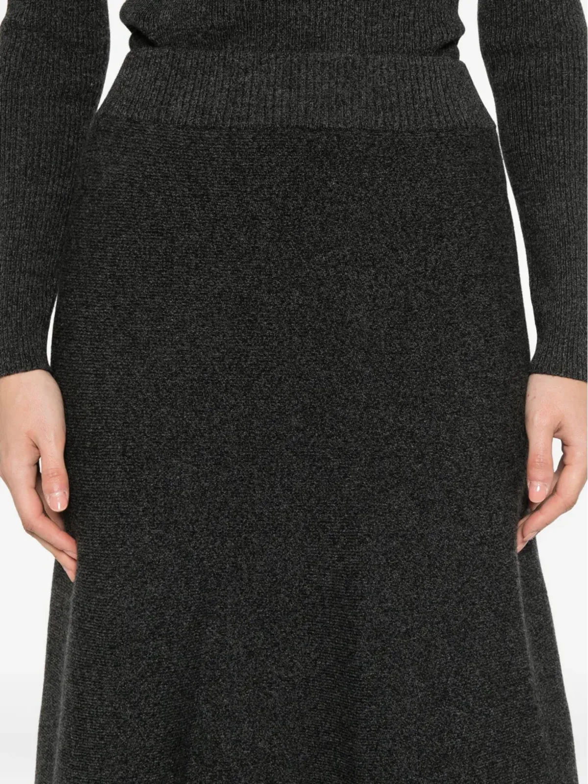 Agnona グレーのニットAラインミディスカート - 画像5