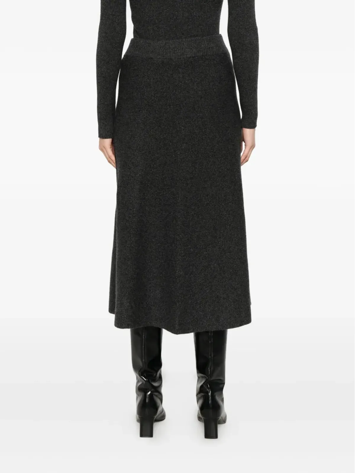 Agnona グレーのニットAラインミディスカート - 画像4