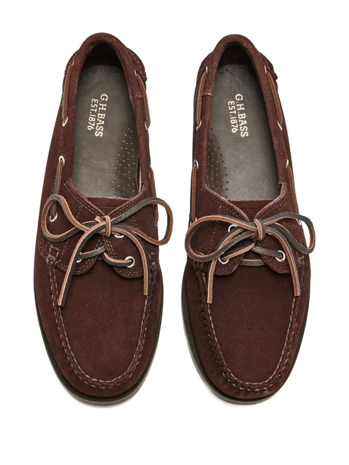G.H.Bass suede leather lace-up boat shoes - Brown - 画像2