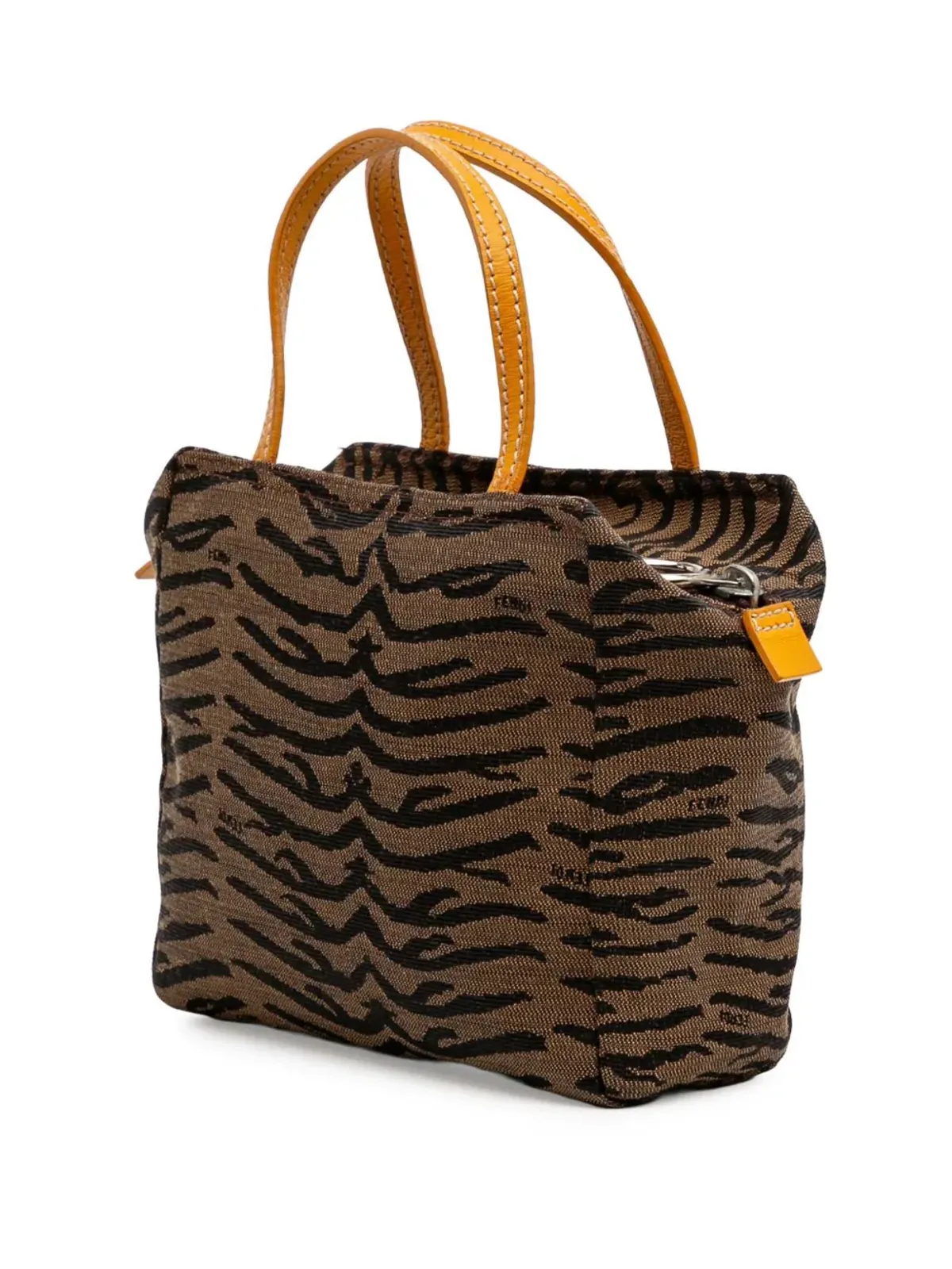 Fendi ビンテージ Zebra Print Canvas ハンドバッグ ブラウン - 画像3