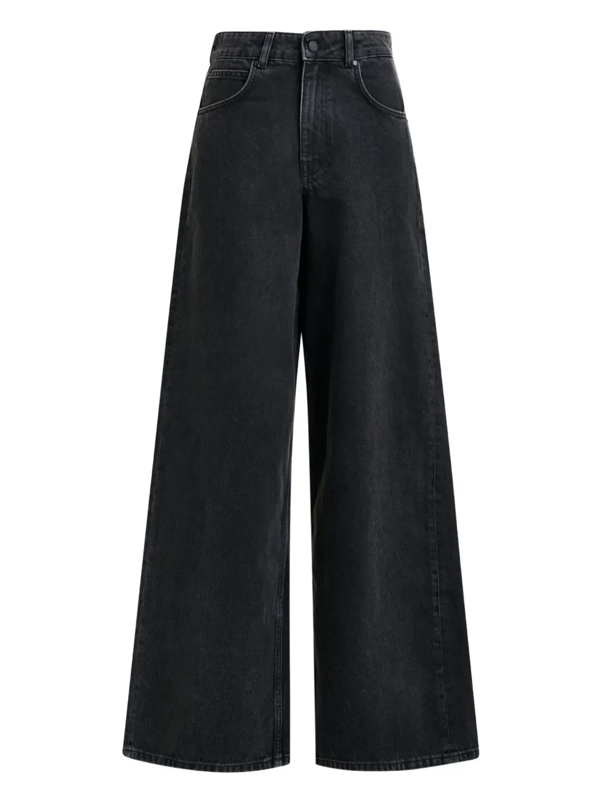 Essentiel Antwerp コーティングポケット付きワイドレッグデニムジーンズ ブラック - 画像1