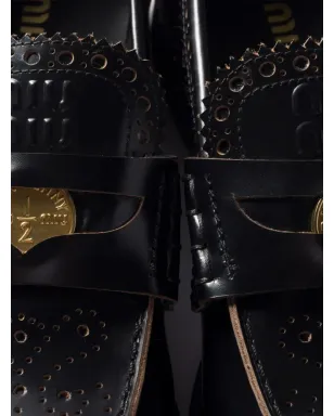 Miu Miu パンチングコインディテール ローファー - サムネイル4