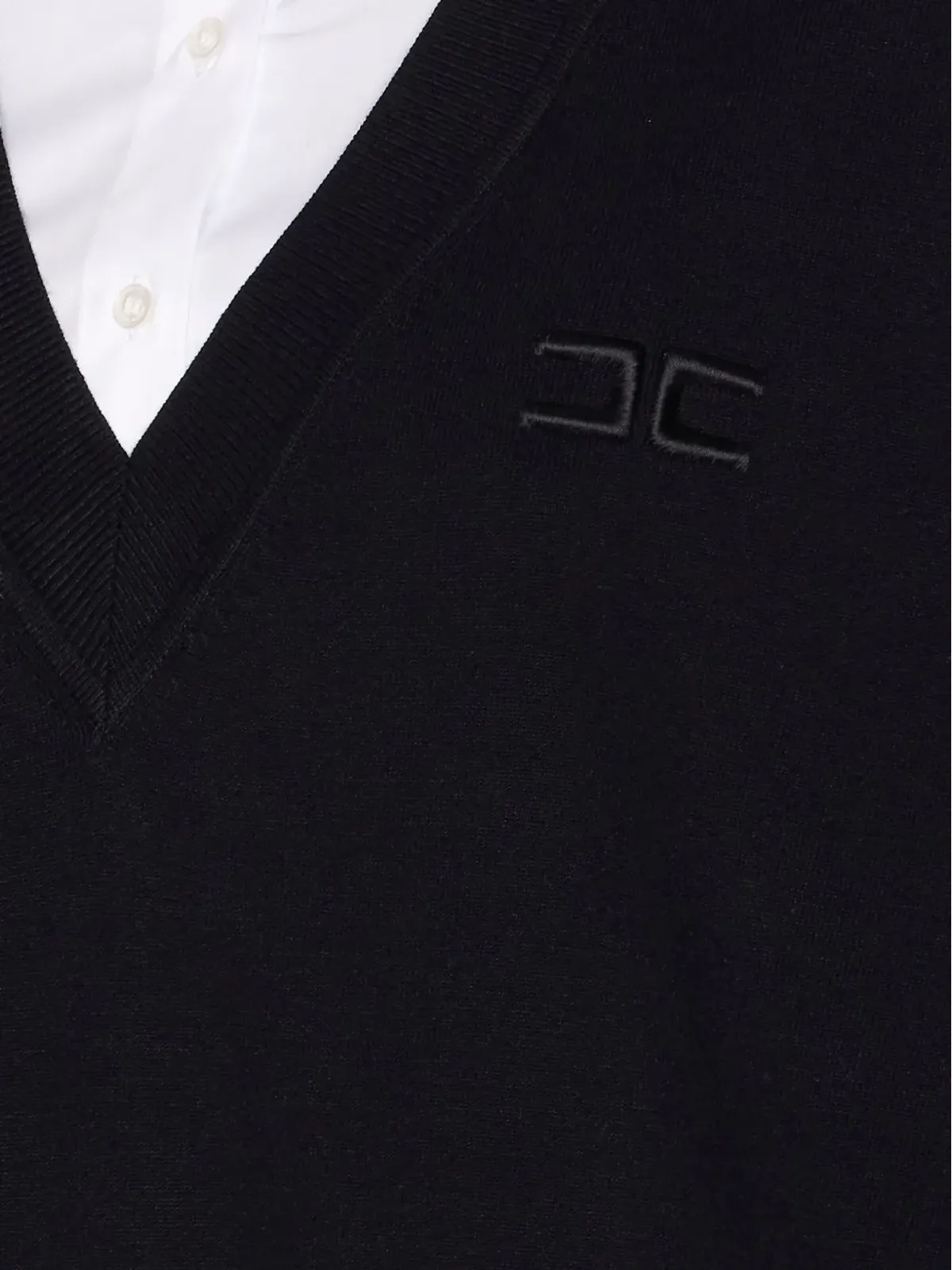 Elisabetta Franchi 刺繍ロゴVネック ミニデイドレス - 画像3