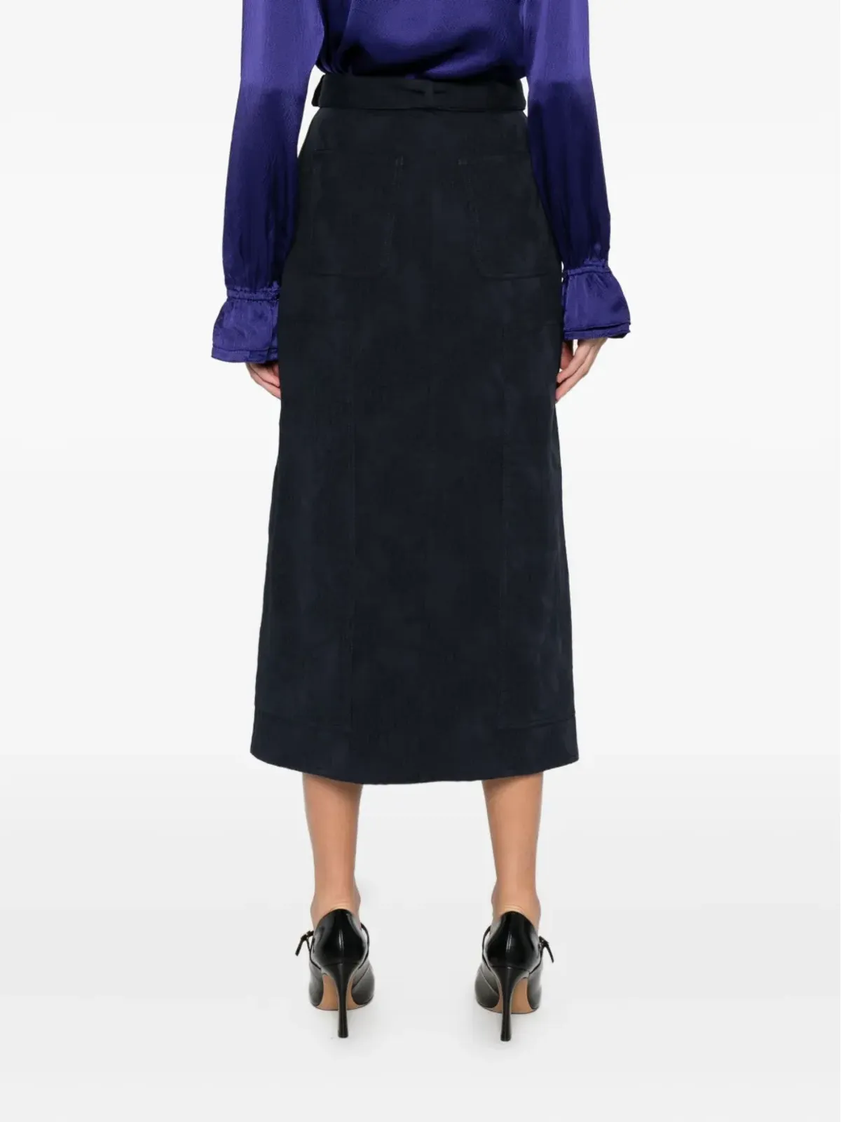 ERDEM 花柄アップリケ付きミディスカート - 画像4