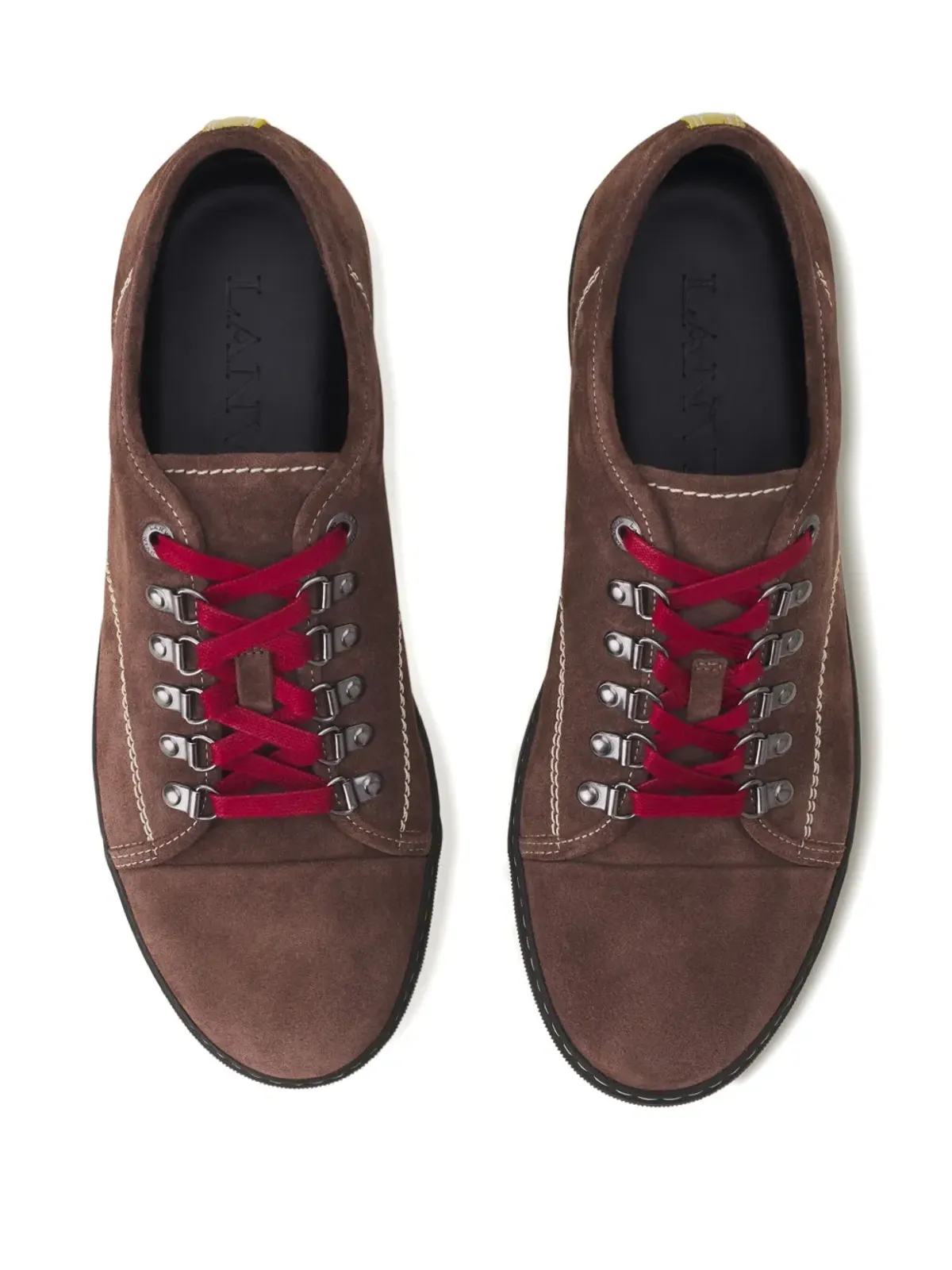 Lanvin スエードレザー レースアップスニーカー - ブラウン - 画像4