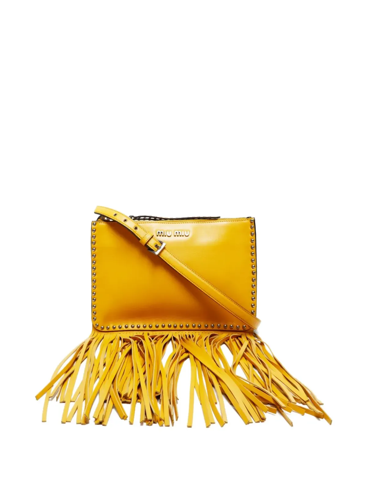 Miu Miu Pre-Owned フリンジ付きショルダーバッグ - イエロー - 画像4