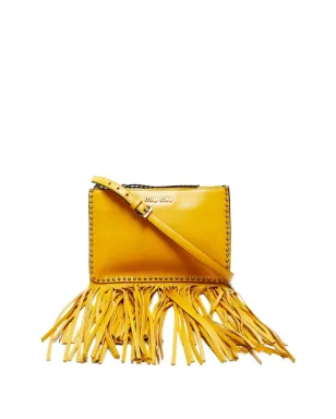Miu Miu Pre-Owned フリンジ付きショルダーバッグ - イエロー - サムネイル4