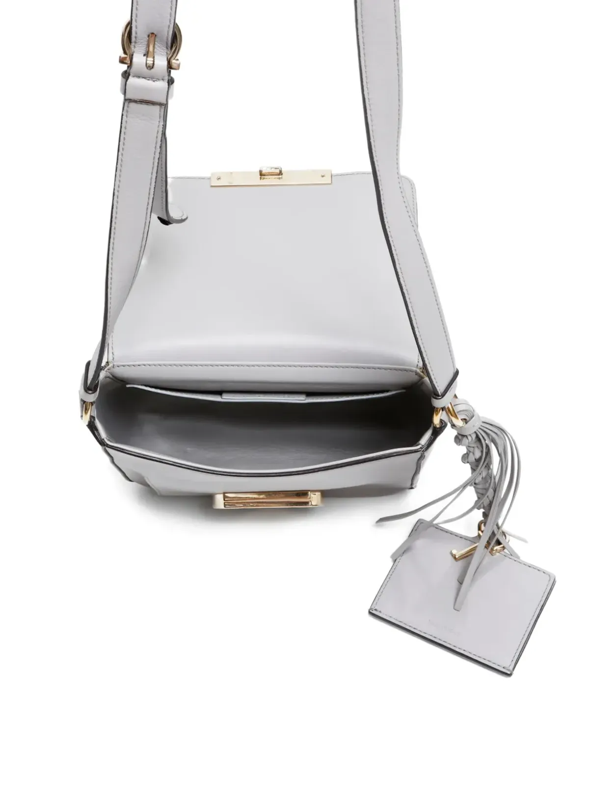 Ferragamo Pre-Owned 2000-2020s Gancini leather tassel shoulder bag - Grey - 画像5