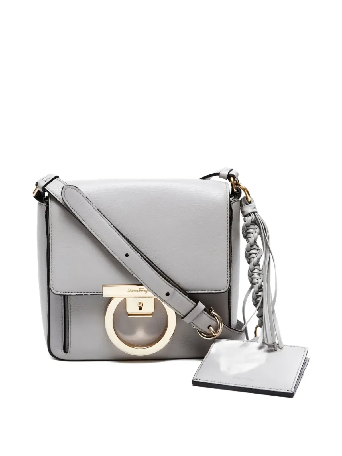 Ferragamo Pre-Owned 2000-2020s Gancini leather tassel shoulder bag - Grey - 画像3