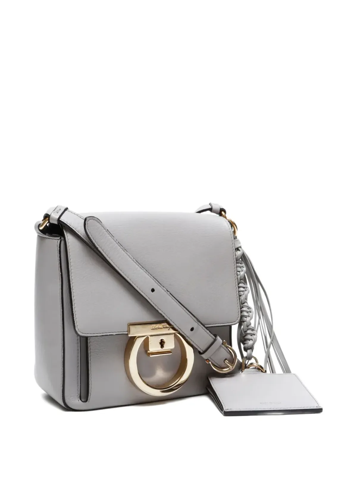 Ferragamo Pre-Owned 2000-2020s Gancini leather tassel shoulder bag - Grey - 画像4
