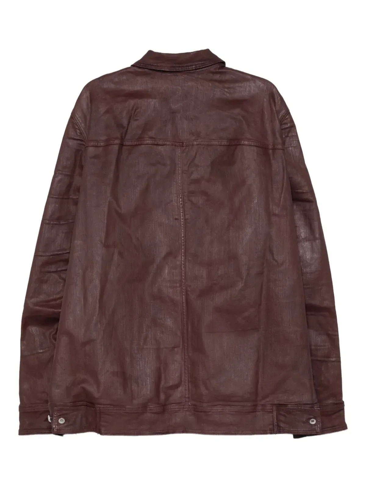 Rick Owens DRKSHDW ボタン留めの waxedエフェクト シャツジャケット（レッド） - 画像2