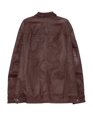 Rick Owens DRKSHDW ボタン留めの waxedエフェクト シャツジャケット（レッド） - サムネイル2