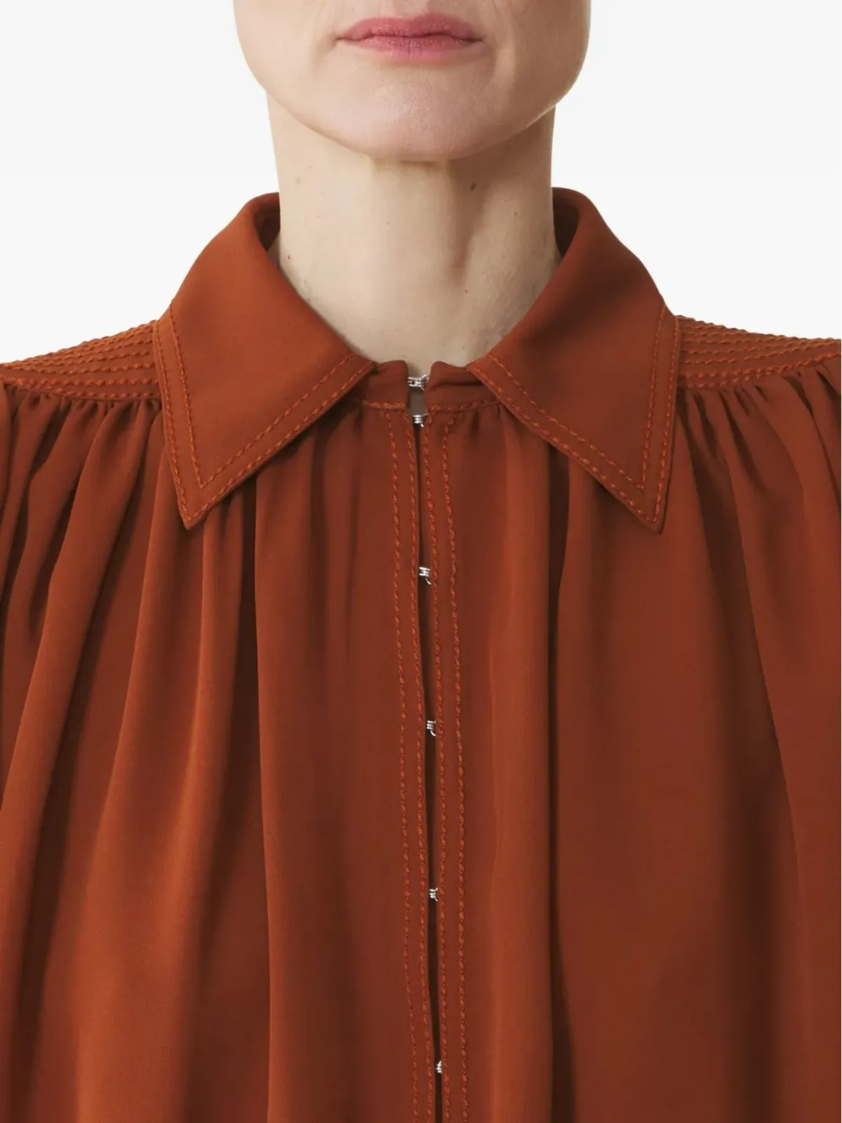 Lanvin パフスリーブ ボタン付きブラウス - オレンジ - 画像5