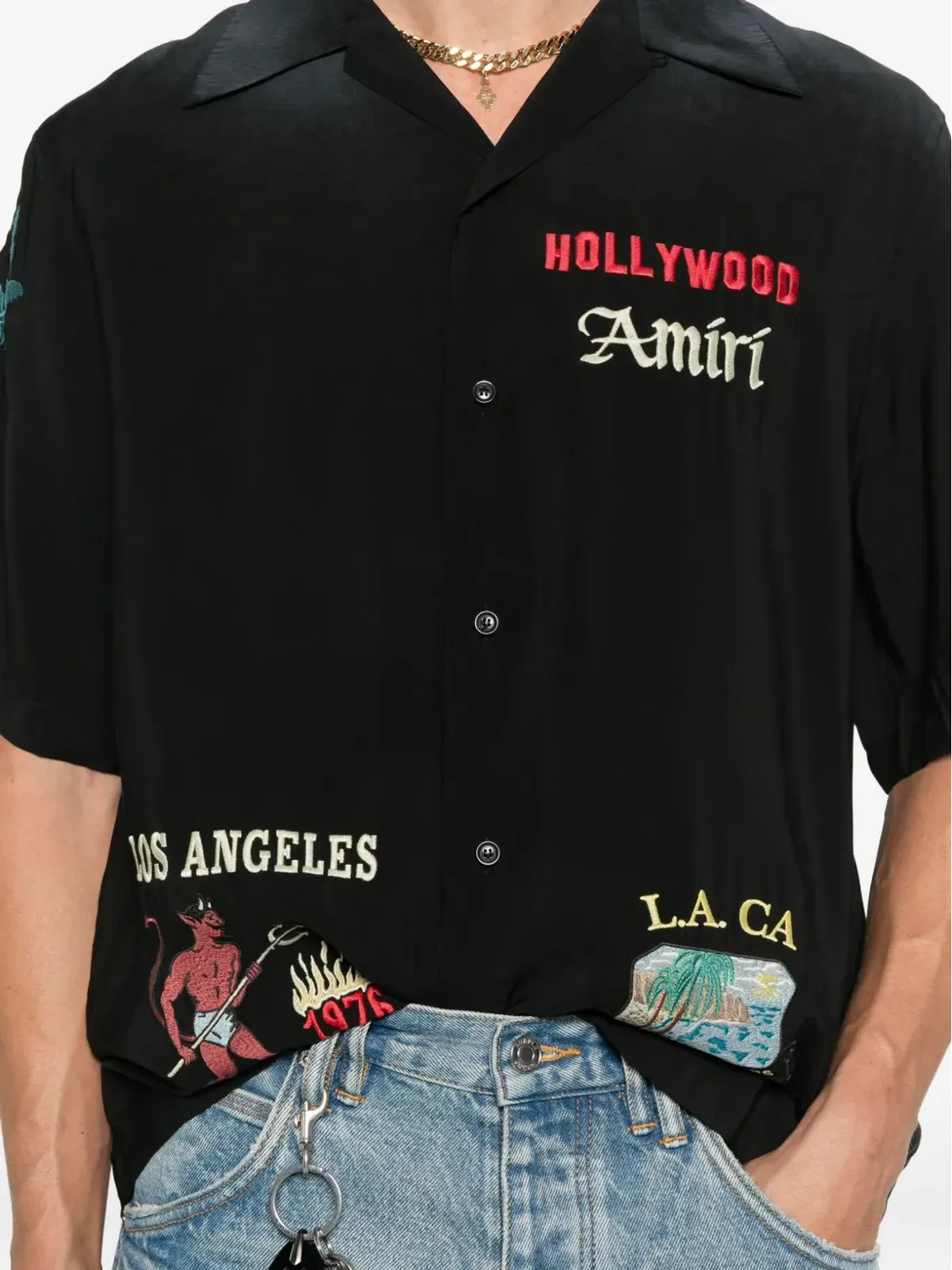 AMIRI Sinners 刺繍ディテール入り 半袖シャツ - 画像5