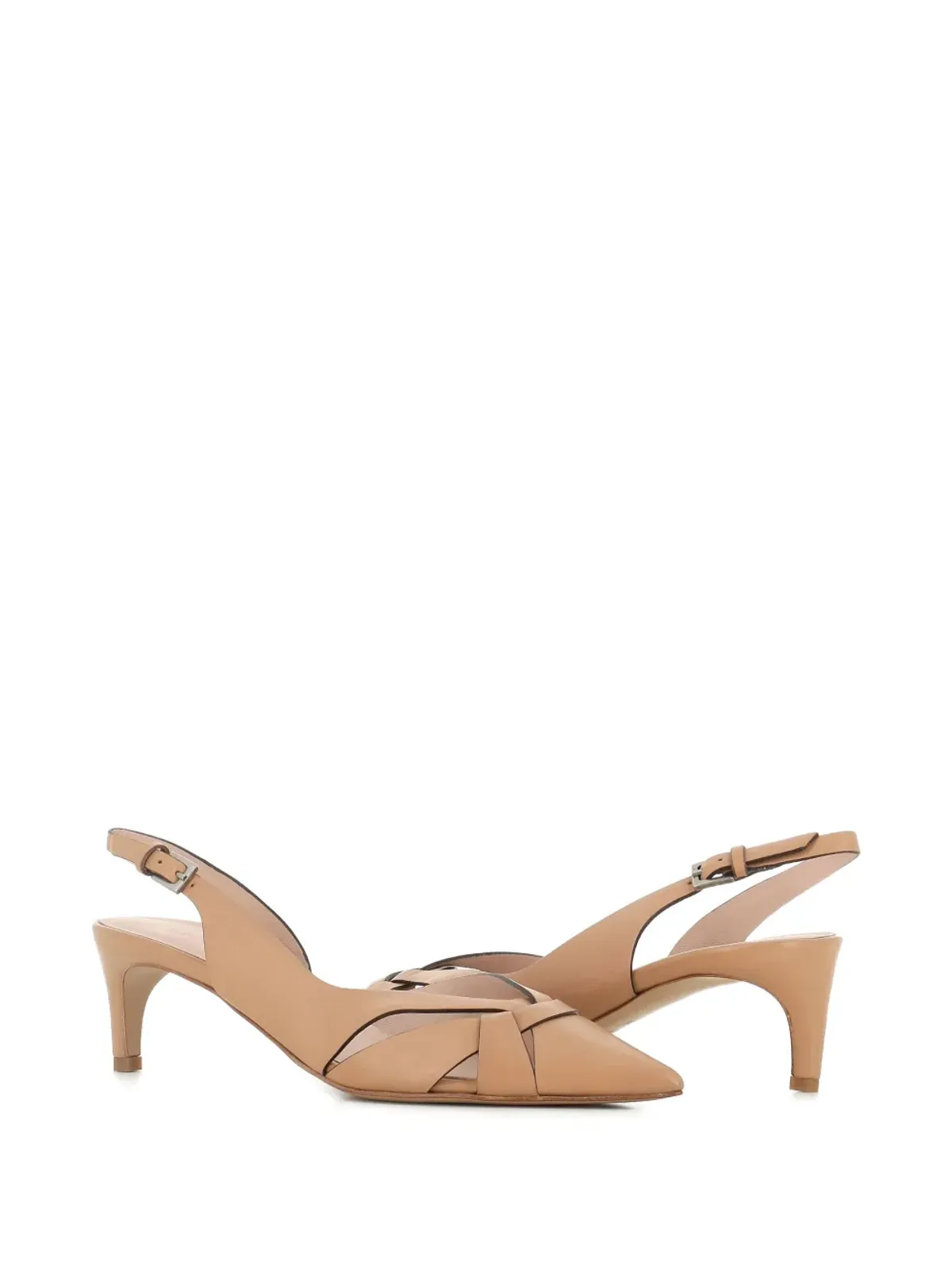 Del Carlo レザー スリングバックパンプス - 画像2
