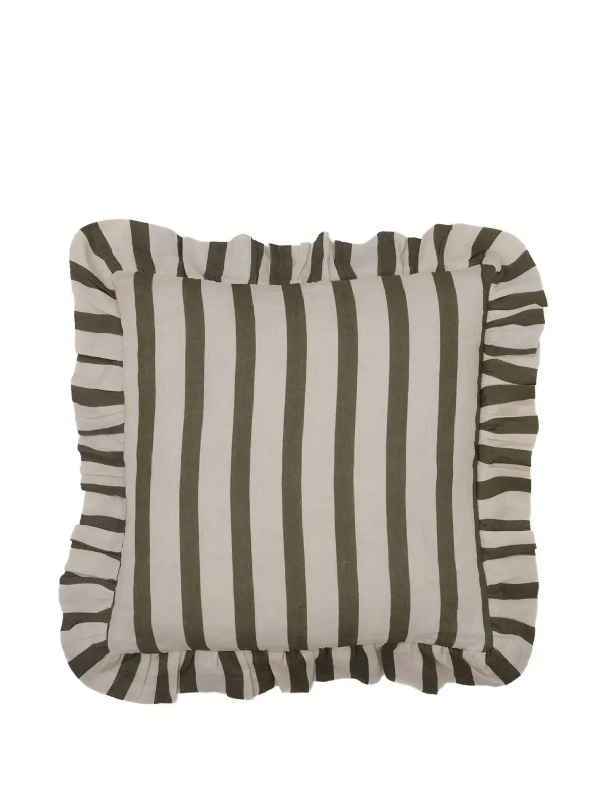 Amuse La Bouche ストライプ柄フリル クッションカバー - 画像1